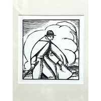 Pasterz na polu - grafika w stylu Art Deco, Francja lata 30. XX w.